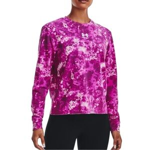 NWT Under Armour Rival Terry Print Crew Sweatshirt size Large in Magenta Tie-Dye